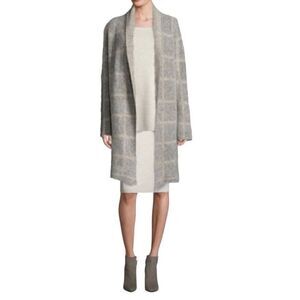 Eileen Fisher moon shawl collar coat with mohair plush melange windowpane print
